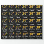 [ Thumbnail: 30th Birthday: Elegant Luxurious Faux Gold Look # Wrapping Paper ]