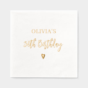 30th Birthday Elegant Modern Heart Gold Foil Napkins