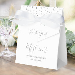 30th Birthday Elegant Silver Confetti White Favor Boxes