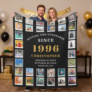 30th Birthday Family Memories Photo Collage Fleece Blanket
