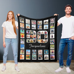 30th Birthday Family Photo Memories Collage Fleece Blanket