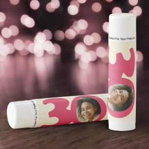 30th Birthday favor pink cream 30 name and photo  Lip Balm