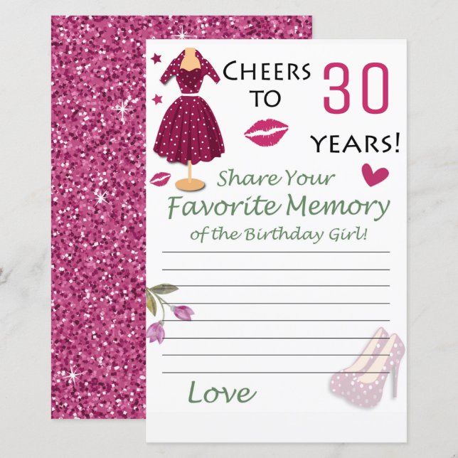 30th Birthday Favorite Memory of the Birthday Girl (Front/Back)