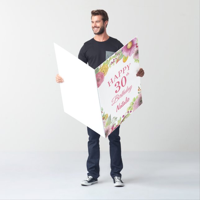 30th Birthday Floral Flowers Extra Large Jumbo Car Card (In Situ)