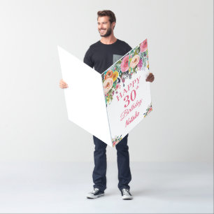 30th Birthday Floral Flowers Extra Large Jumbo Card