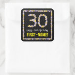 [ Thumbnail: 30th Birthday: Floral Flowers Number, Custom Name Sticker ]