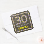 [ Thumbnail: 30th Birthday: Floral Number, Faux Wood Look, Name Sticker ]