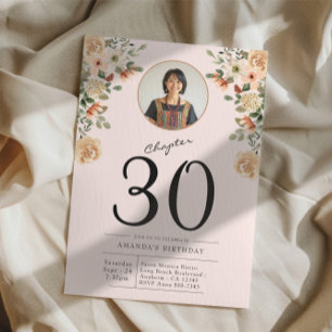 30th Birthday Floral Photo Party Invitation