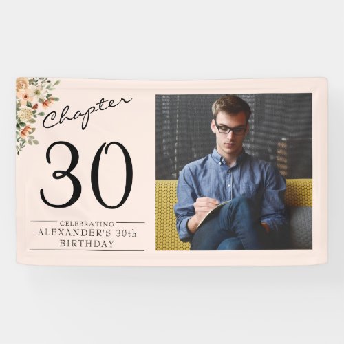 30th Birthday Floral Pink Photo Banner