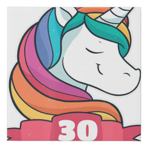 30th Birthday for Girls theme - Unicorn Girl Faux Canvas Print