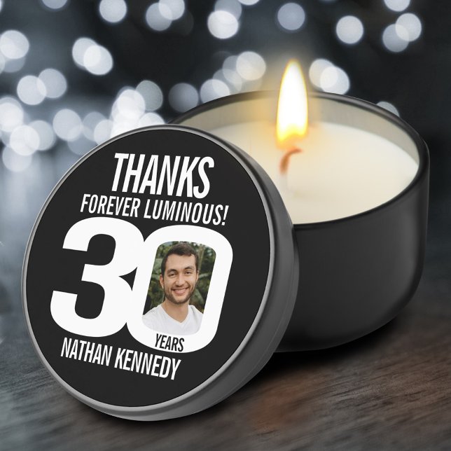 30th birthday forever luminous black white photo mini candle favors (Creator Uploaded)