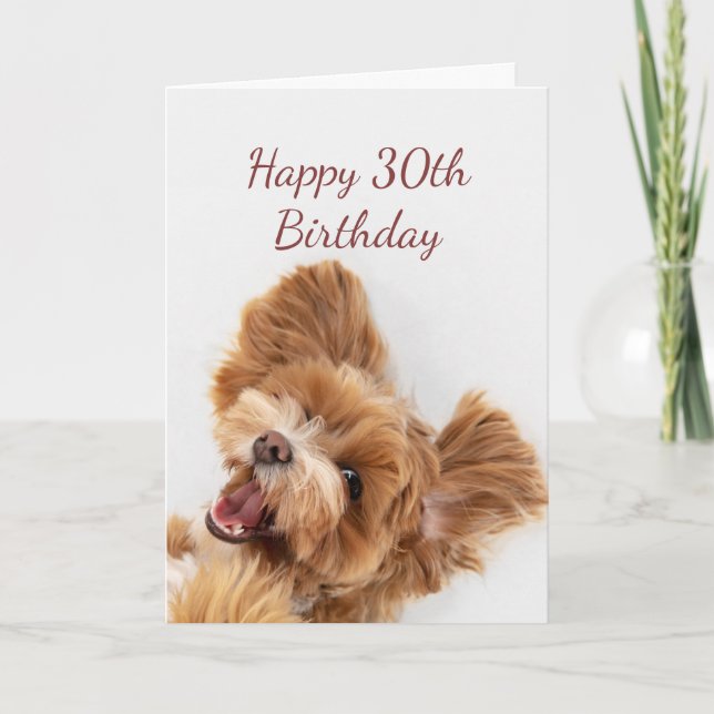 30th   Birthday Fun Begin Cute Dog Puppy Pet  Card (Front)