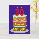 [ Thumbnail: 30th Birthday: Fun Cake and Candles + Custom Name Card ]