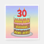 [ Thumbnail: 30th Birthday: Fun Cake and Candles + Custom Name Napkins ]