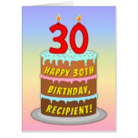 [ Thumbnail: 30th Birthday: Fun Cake & Candles, W/ Custom Name Card ]