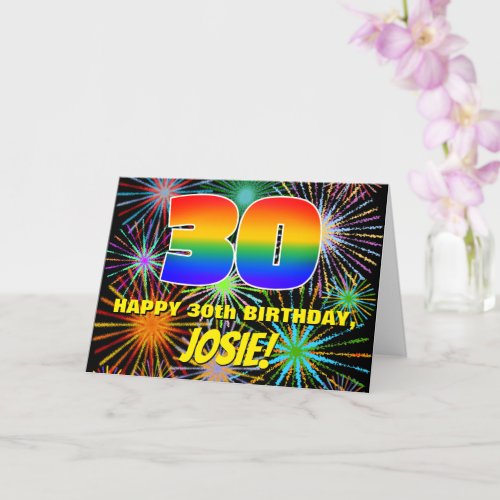 30th Birthday Fun Colorful Celebratory Fireworks Card