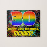 [ Thumbnail: 30th Birthday: Fun, Colorful Celebratory Fireworks Jigsaw Puzzle ]