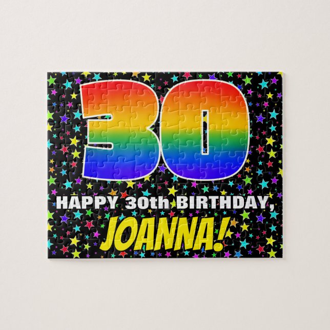 30th Birthday — Fun, Colorful Star Field Pattern Jigsaw Puzzle (Horizontal)
