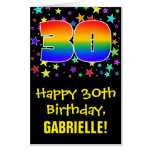 [ Thumbnail: 30th Birthday: Fun, Colorful Stars + Rainbow # 30 Card ]