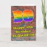 [ Thumbnail: 30th Birthday: Fun Graffiti-Inspired Rainbow 30 Card ]