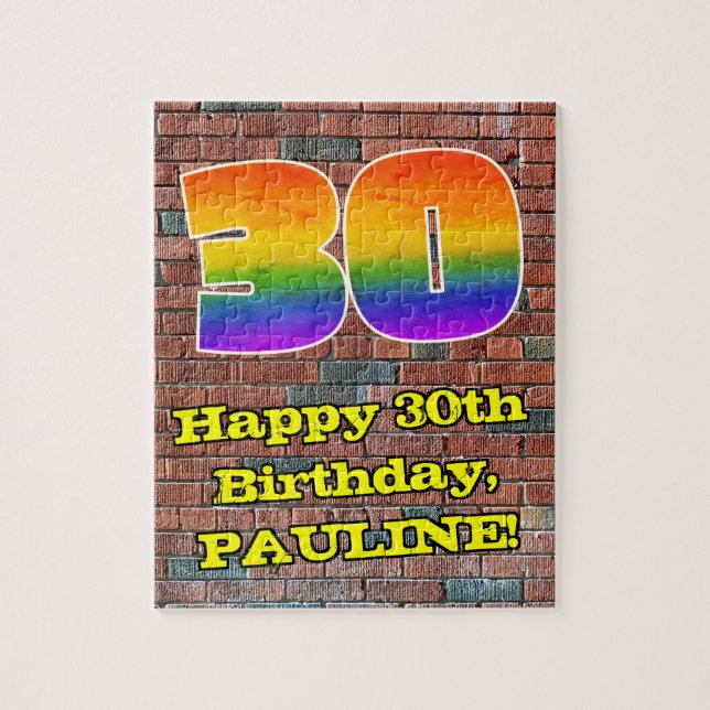 30th Birthday: Fun Graffiti-Inspired Rainbow 30 Jigsaw Puzzle (Vertical)