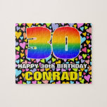 [ Thumbnail: 30th Birthday — Fun, Loving Heart Shapes + “30” Jigsaw Puzzle ]