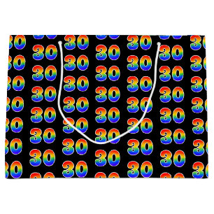 30th Birthday: Fun Rainbow Event Number 30 Pattern Large Gift Bag