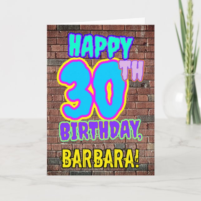 30th Birthday - Fun, Urban Graffiti Inspired Look Card (Front)