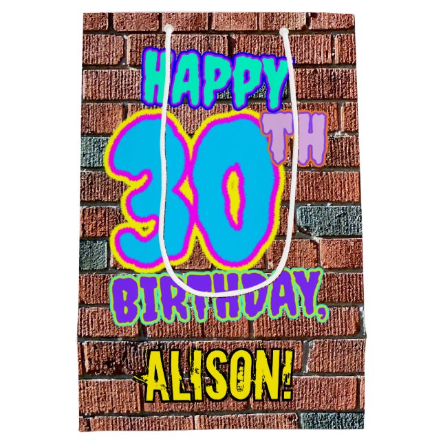 30th Birthday: Fun, Urban Graffiti Inspired Look Medium Gift Bag (Back)