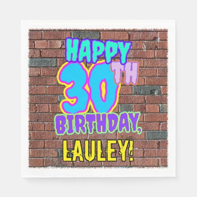 30th Birthday ~ Fun, Urban Graffiti Inspired Look Napkins (Front)