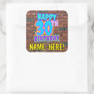 30th Birthday – Fun, Urban Graffiti Inspired Look Square Sticker
