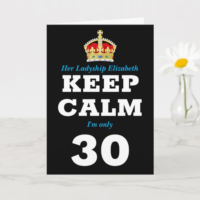30th Birthday Funny Keep Calm Add Message Women's Card (Small Plant)