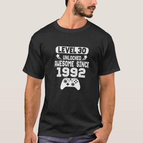 30Th Birthday Gamer Gift Boys Level 30 Unlocked Aw T_Shirt