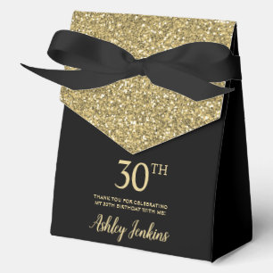 30th Birthday Gold Glitter Thank You Favor Boxes
