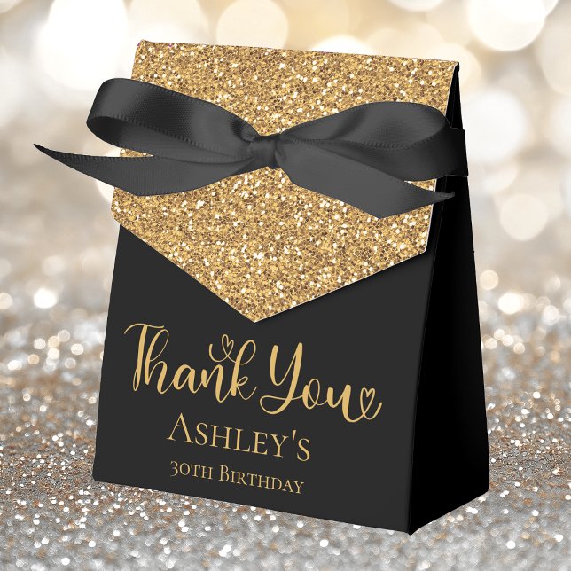 30th Birthday Gold Glitter Thank You Favor Boxes (Creator Uploaded)