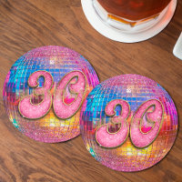 30th Birthday Gold Pink Glitter Dancing Disco Ball
