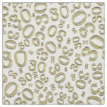 30th Birthday Gold/White Random Number Pattern Fabric