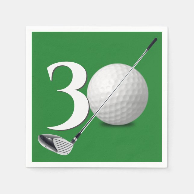 30th Birthday Golf Ball And Club  Napkins (Front)