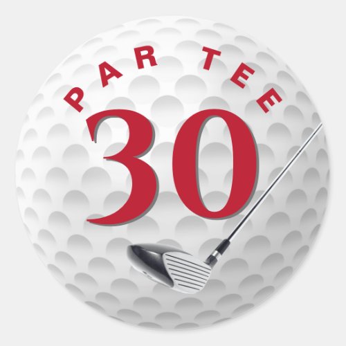 30th Birthday Golf Ball Classic Round Sticker