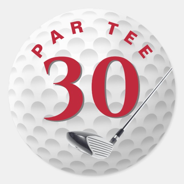 30th Birthday Golf Ball Classic Round Sticker (Front)