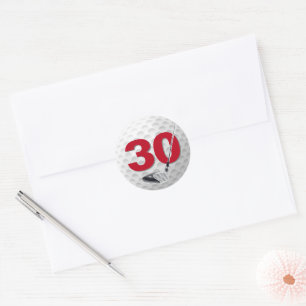 30th Birthday Golf Ball Design Classic Round Sticker