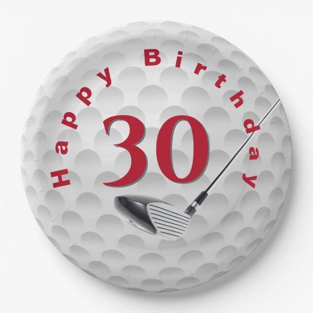 30th Birthday Golf Ball Design Paper Plate (Front)
