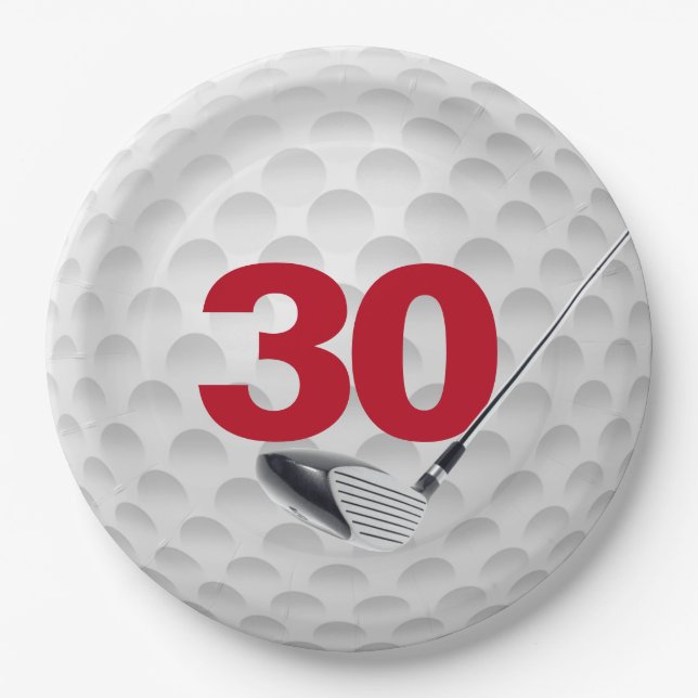 30th Birthday Golf Ball Design Paper Plate (Front)