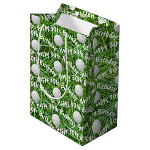 30th Birthday Golf Balls on Grass Medium Gift Bag