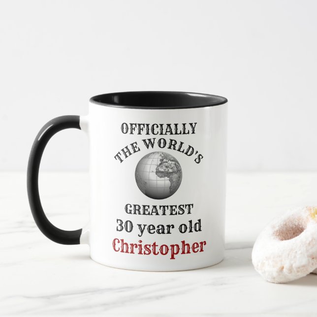 30th Birthday Greatest 30 year old Add Your Name Mug (With Donut)