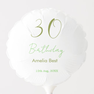 30TH BIRTHDAY GREEN NAME DATE BOLD RETRO PASTEL SI BALLOON