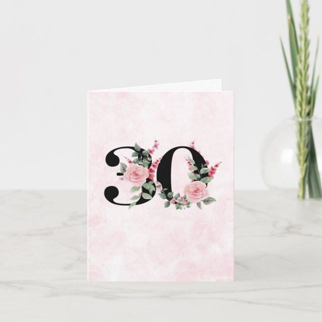 30th Birthday Greeting Card - Floral Age 30 (Front)