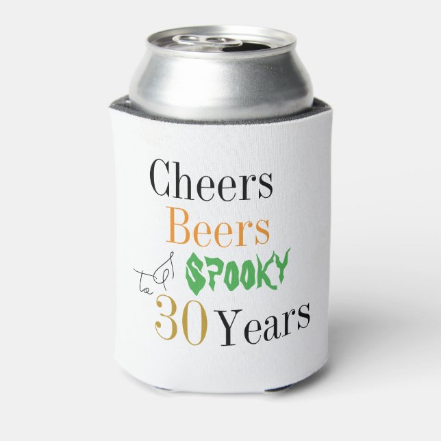 30th Birthday Halloween Spooky Cheers Party Favor Can Cooler (Can Back)