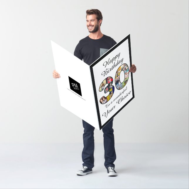 30th Birthday Happy 30 Photo Text Template Large Card (In Situ)