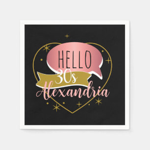30th birthday hello 30 Personalized heart Napkins